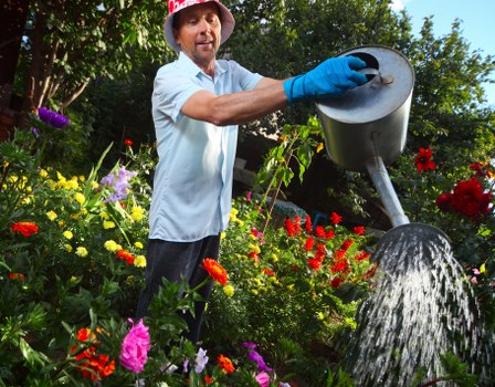 Landscape gardening in Morden with a stylish patio and planted borders