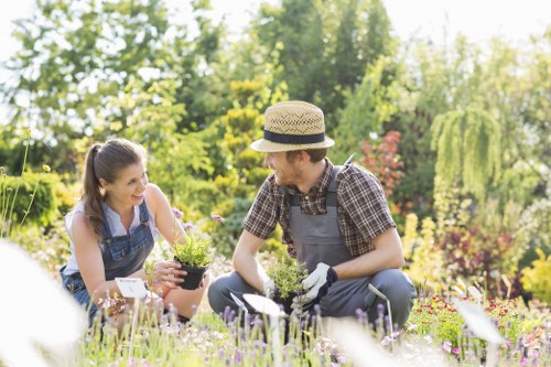 Trained garden staff using PPE during outdoor work